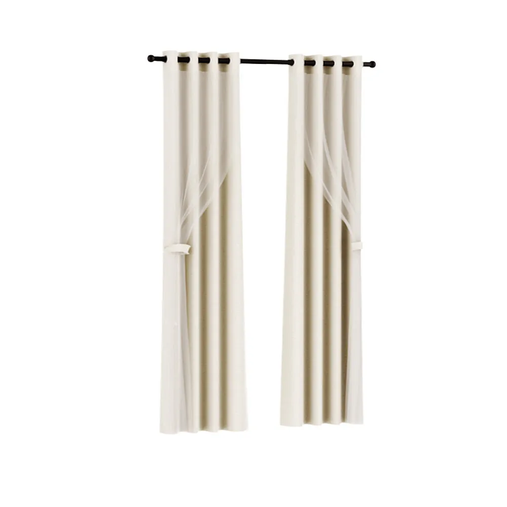 2X 132x213cm | Blockout Sheer Curtains | Beige