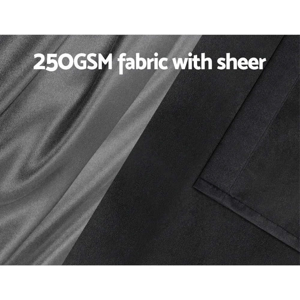 2X 132x213cm | Blockout Sheer Curtains | Black