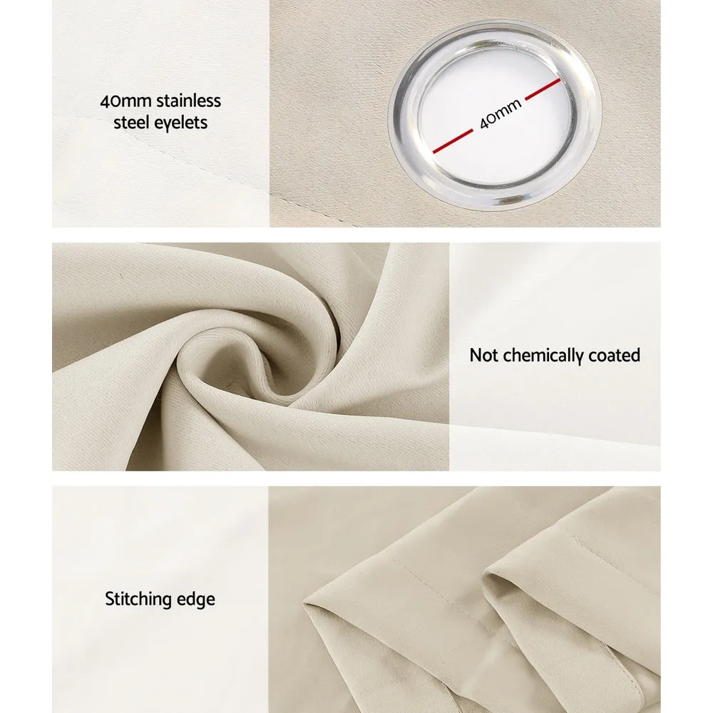 2X 132x274cm | Blockout Sheer Curtains | Beige