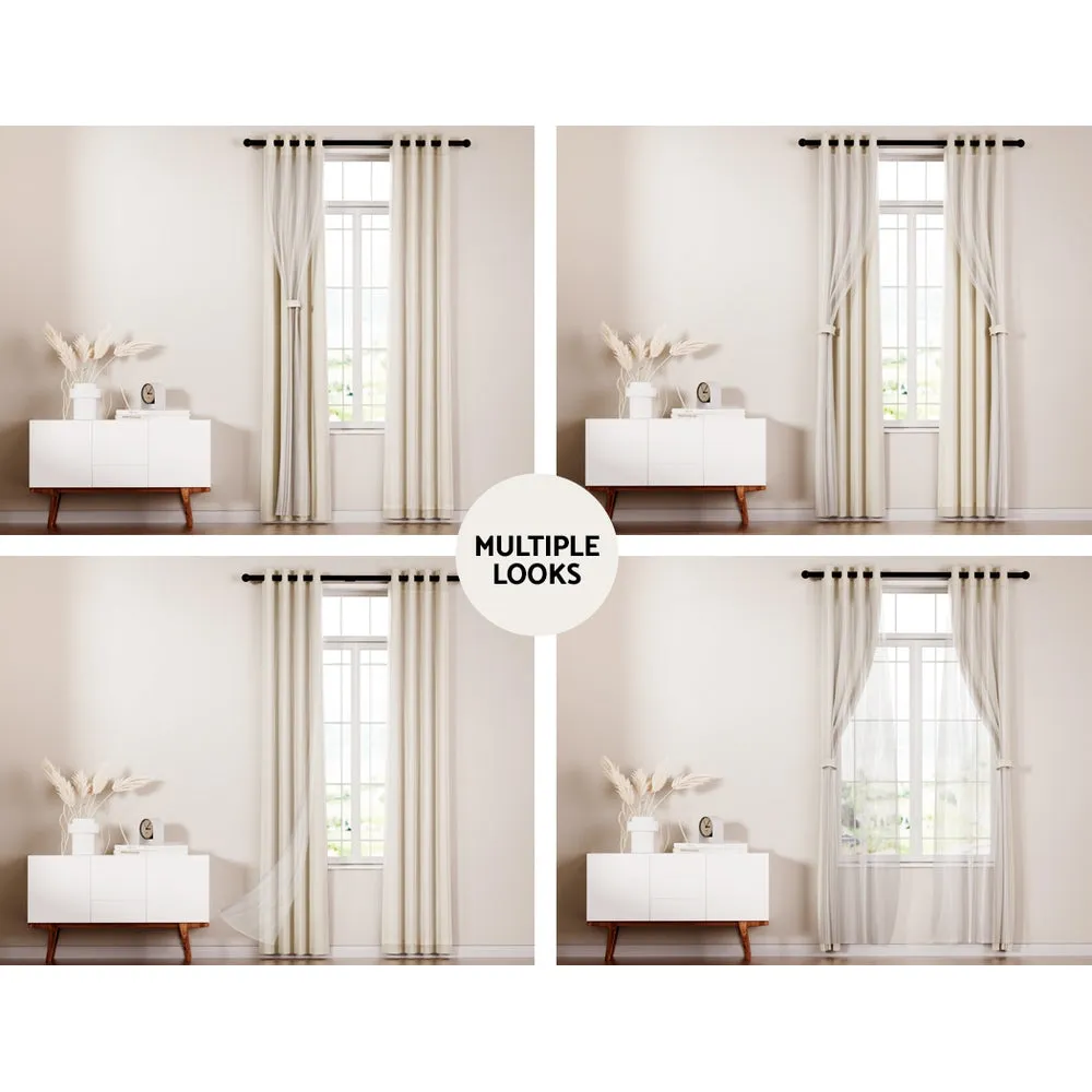 2X 132x274cm | Blockout Sheer Curtains | Beige