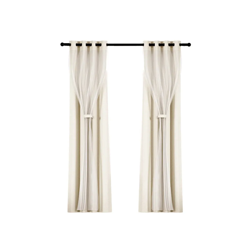 2X 132x274cm | Blockout Sheer Curtains | Beige