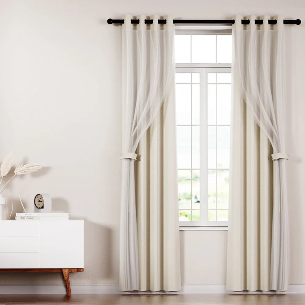 2X 132x274cm | Blockout Sheer Curtains | Beige