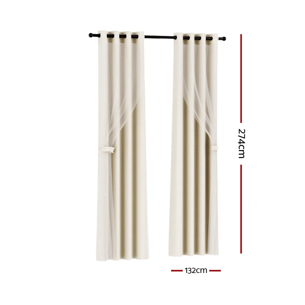 2X 132x274cm | Blockout Sheer Curtains | Beige