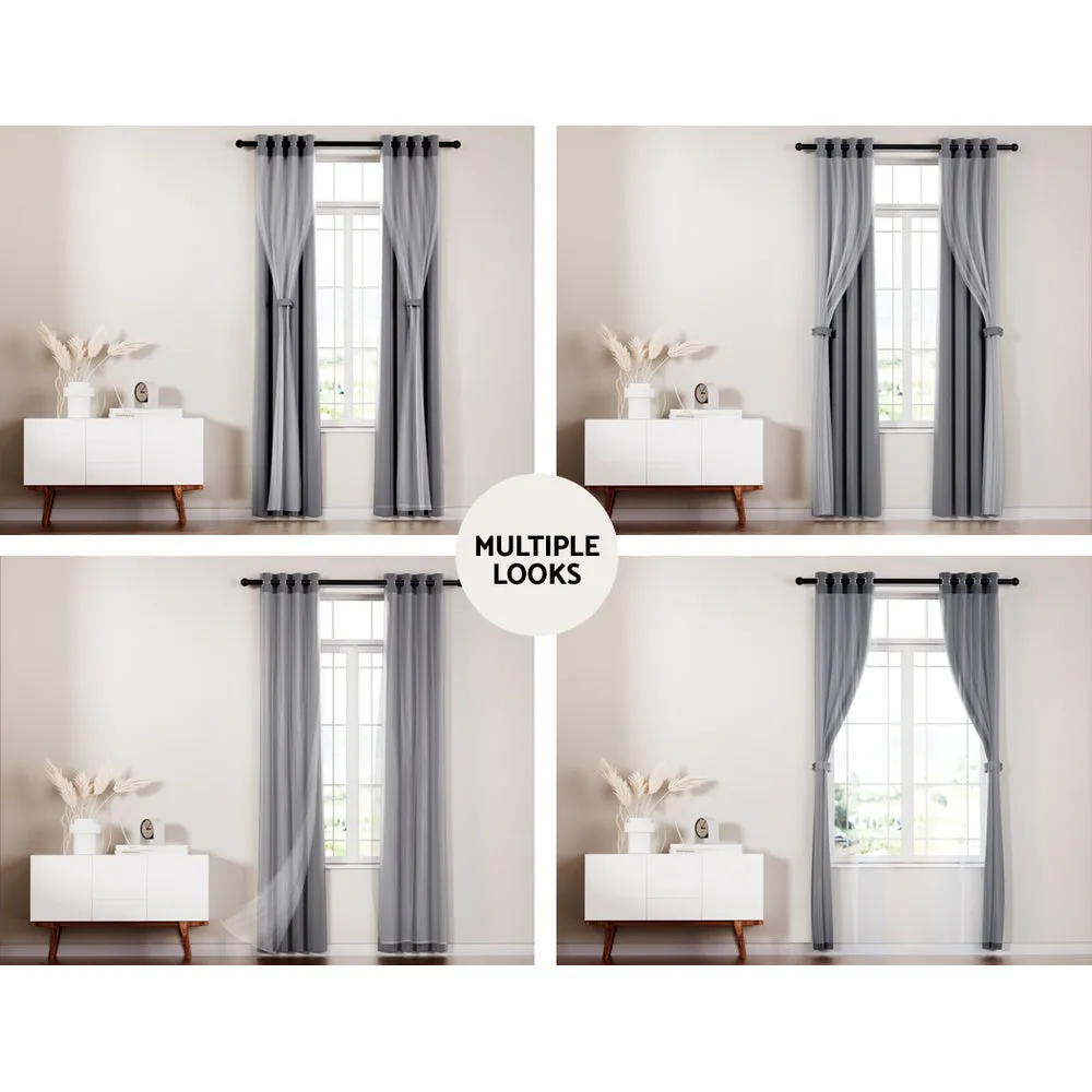2X 132x274cm | Blockout Sheer Curtains | Charcoal