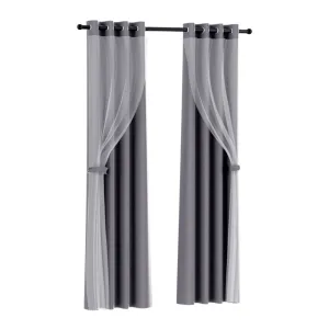 2X 132x274cm | Blockout Sheer Curtains | Charcoal