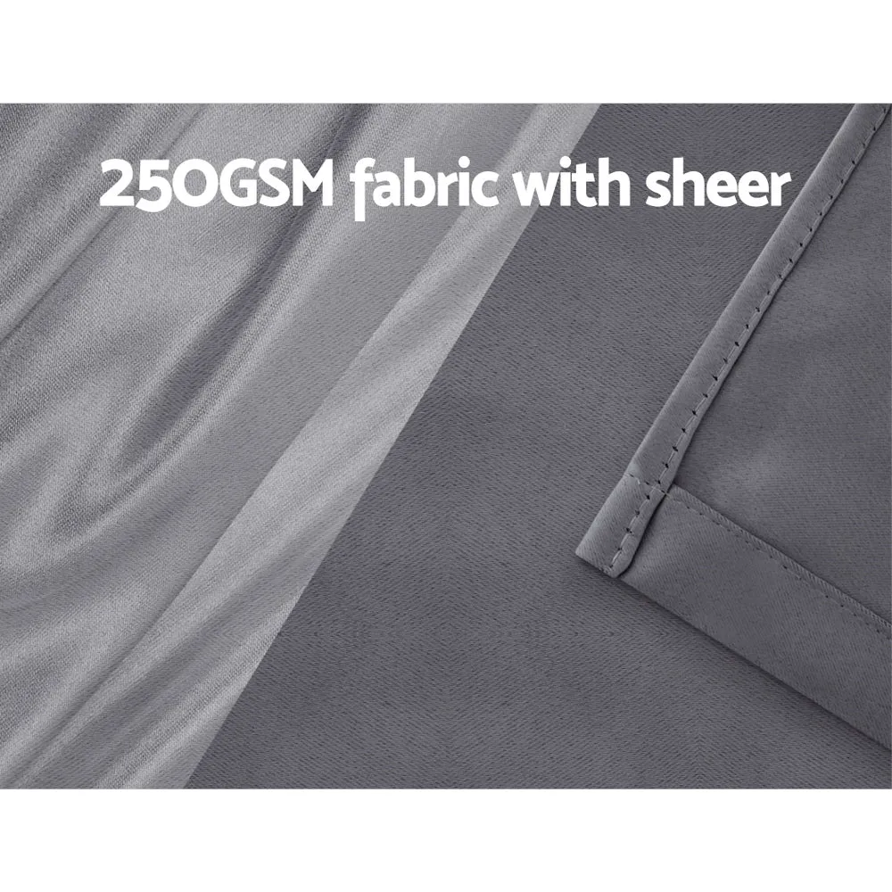 2X 132x274cm | Blockout Sheer Curtains | Charcoal