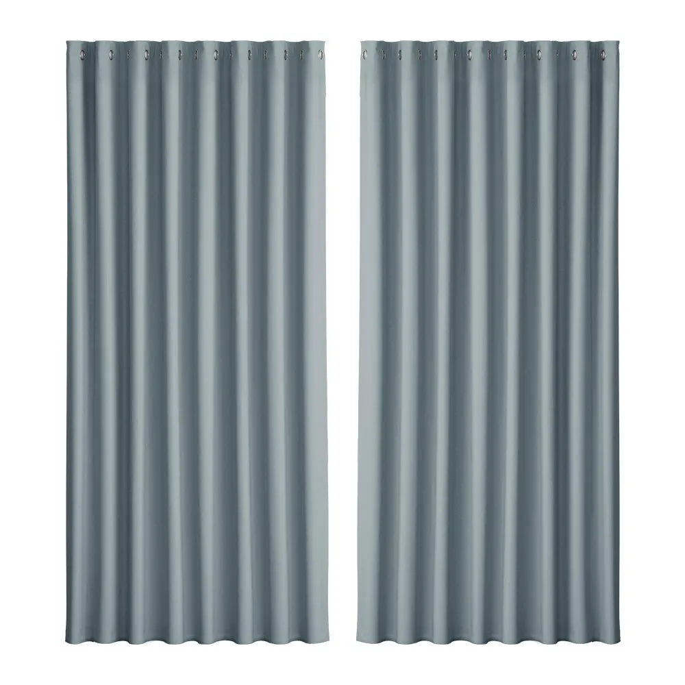 2X Blockout Curtains | Blackout Window Eyelet | 300x230cm | Grey