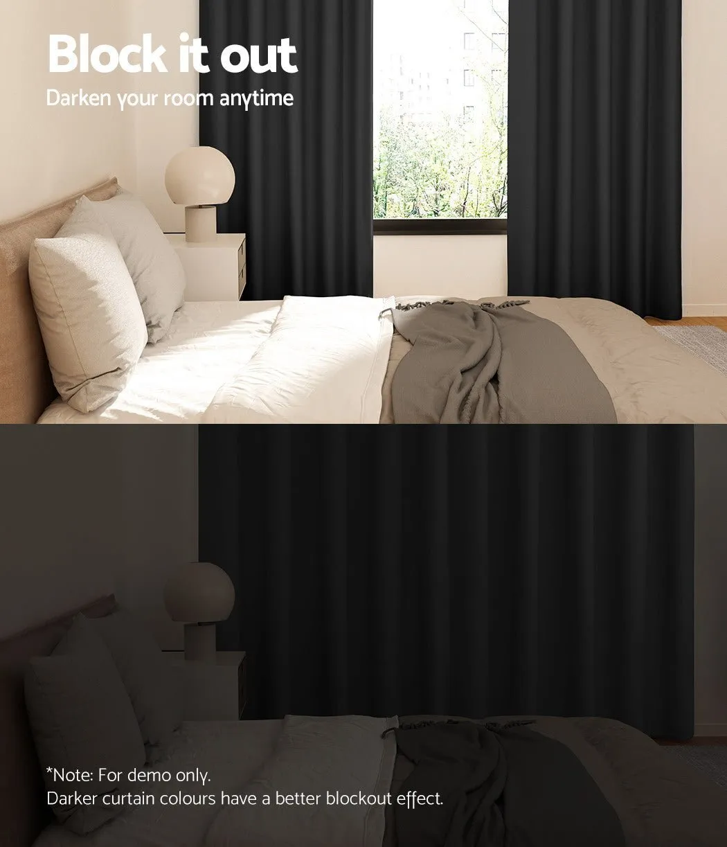 2X Blockout Eyelet Curtains | 140x230cm | Black