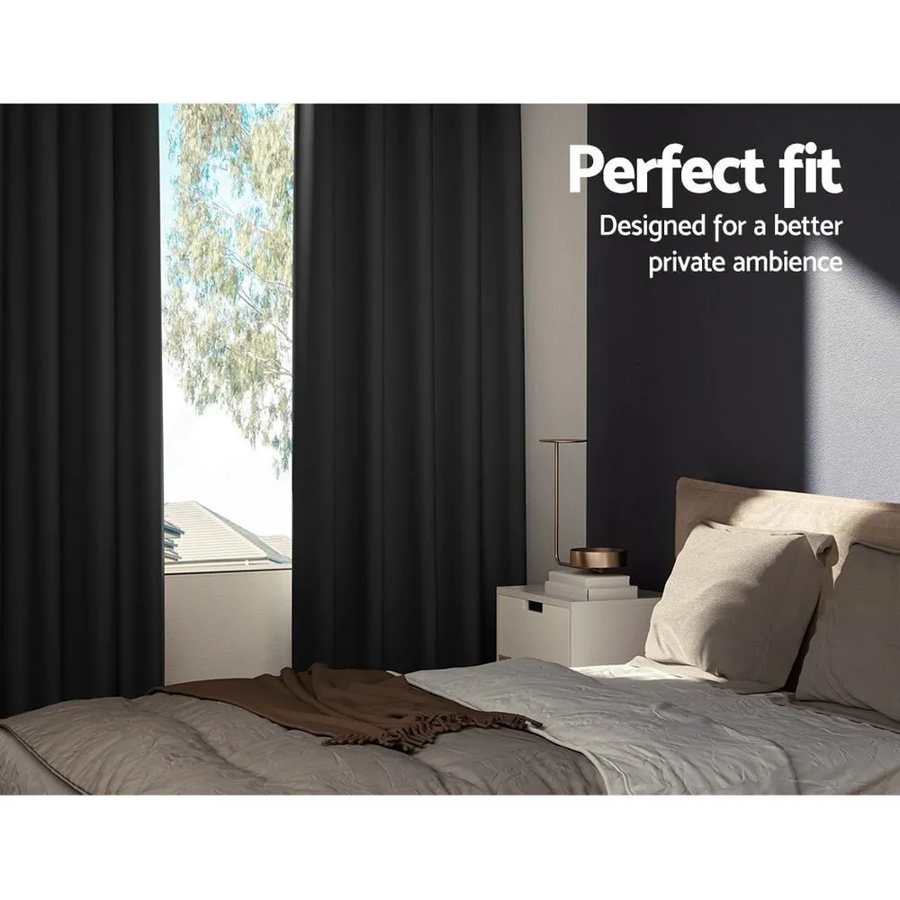 2X Blockout Eyelet Curtains | 140x230cm | Black