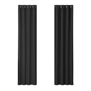 2X Blockout Eyelet Curtains | 140x230cm | Black