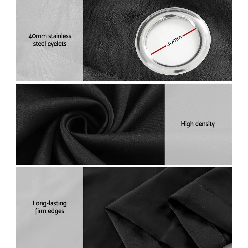 2X Blockout Eyelet Curtains | 140x230cm | Black