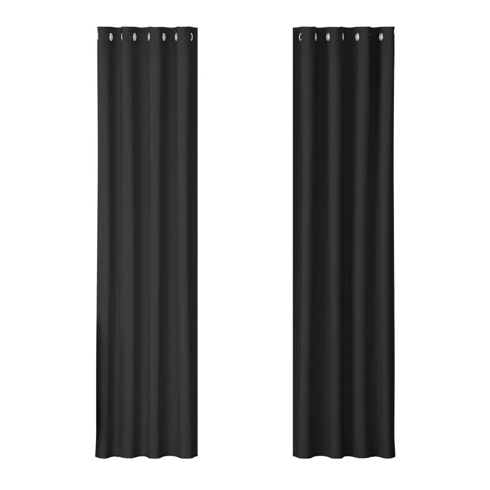 2X Blockout Eyelet Curtains | 140x230cm | Black