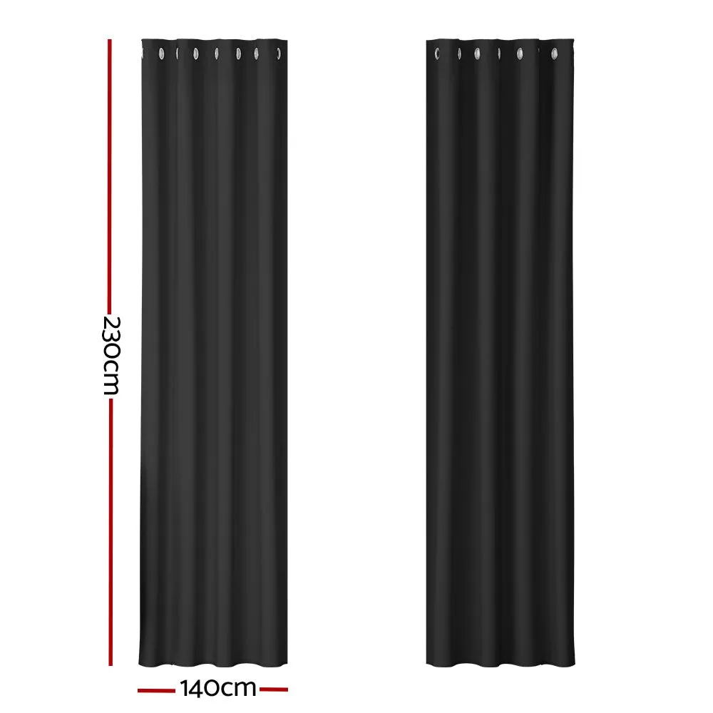 2X Blockout Eyelet Curtains | 140x230cm | Black