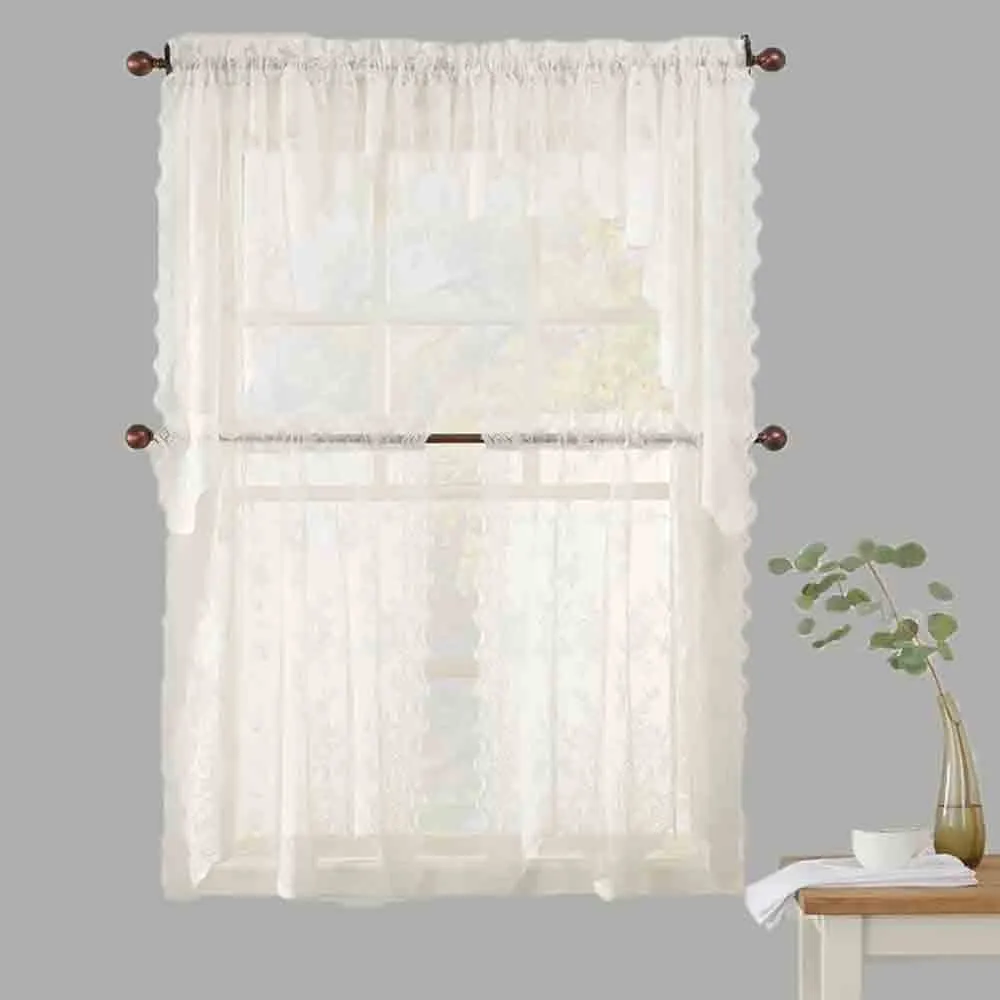 Alison Jacquard Sheer Lace Kitchen Curtain