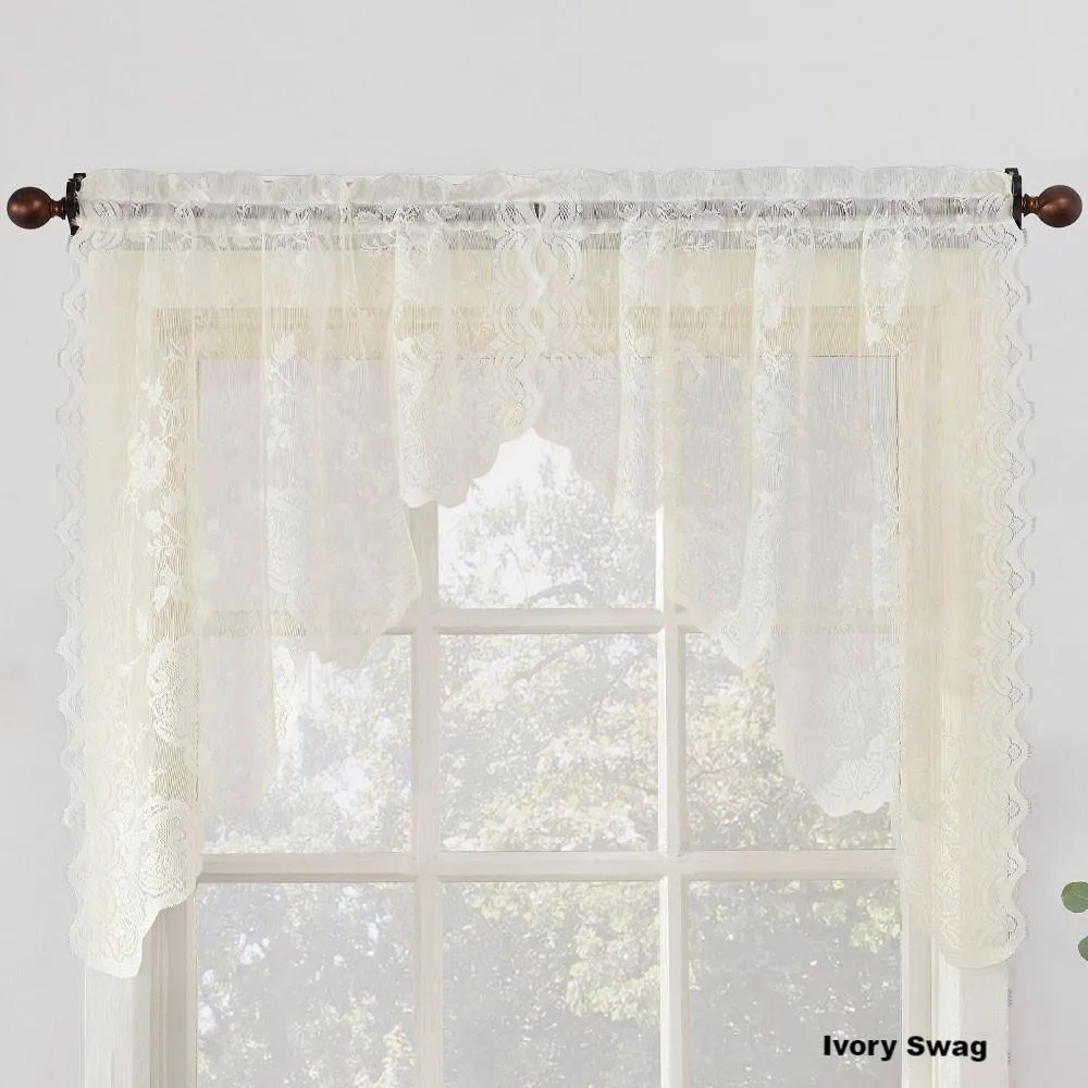 Alison Jacquard Sheer Lace Kitchen Curtain