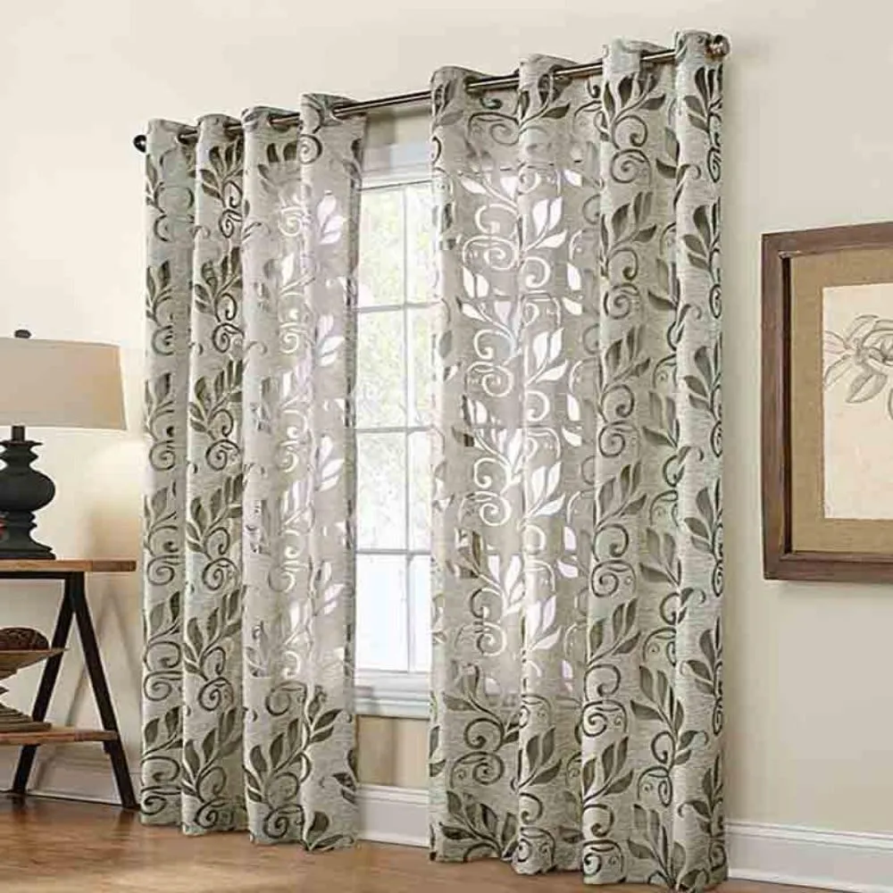 Amelia Burn Out Semi Sheer Grommet Panel