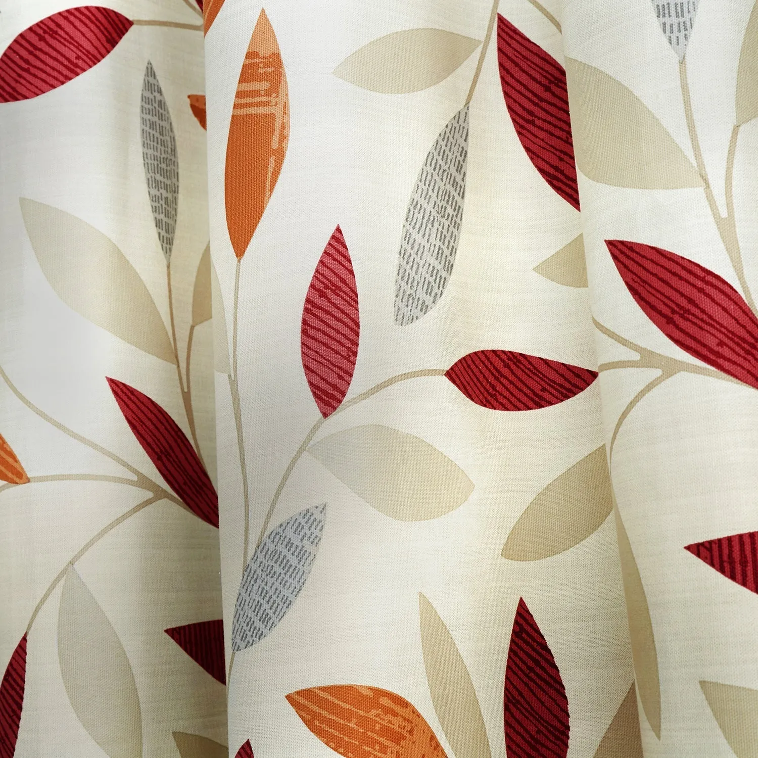 Beechwood Red Leaf Trail Eyelet Curtains