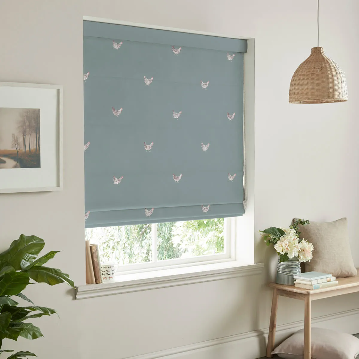 Chicken Deep Duck Egg Curtains/Roman Blind Sample