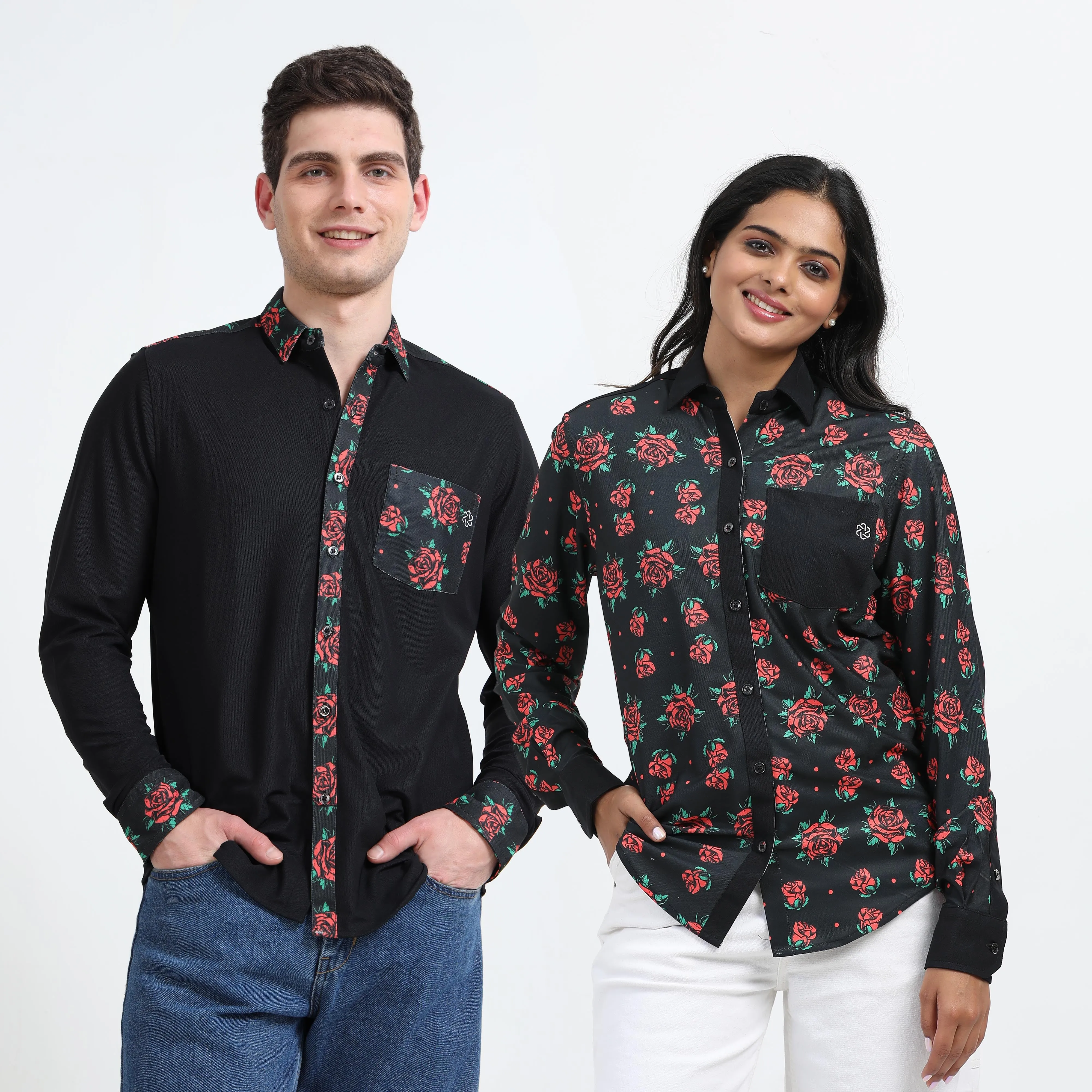 Couple Valentine's rPET Printed Full Sleeve Shirt