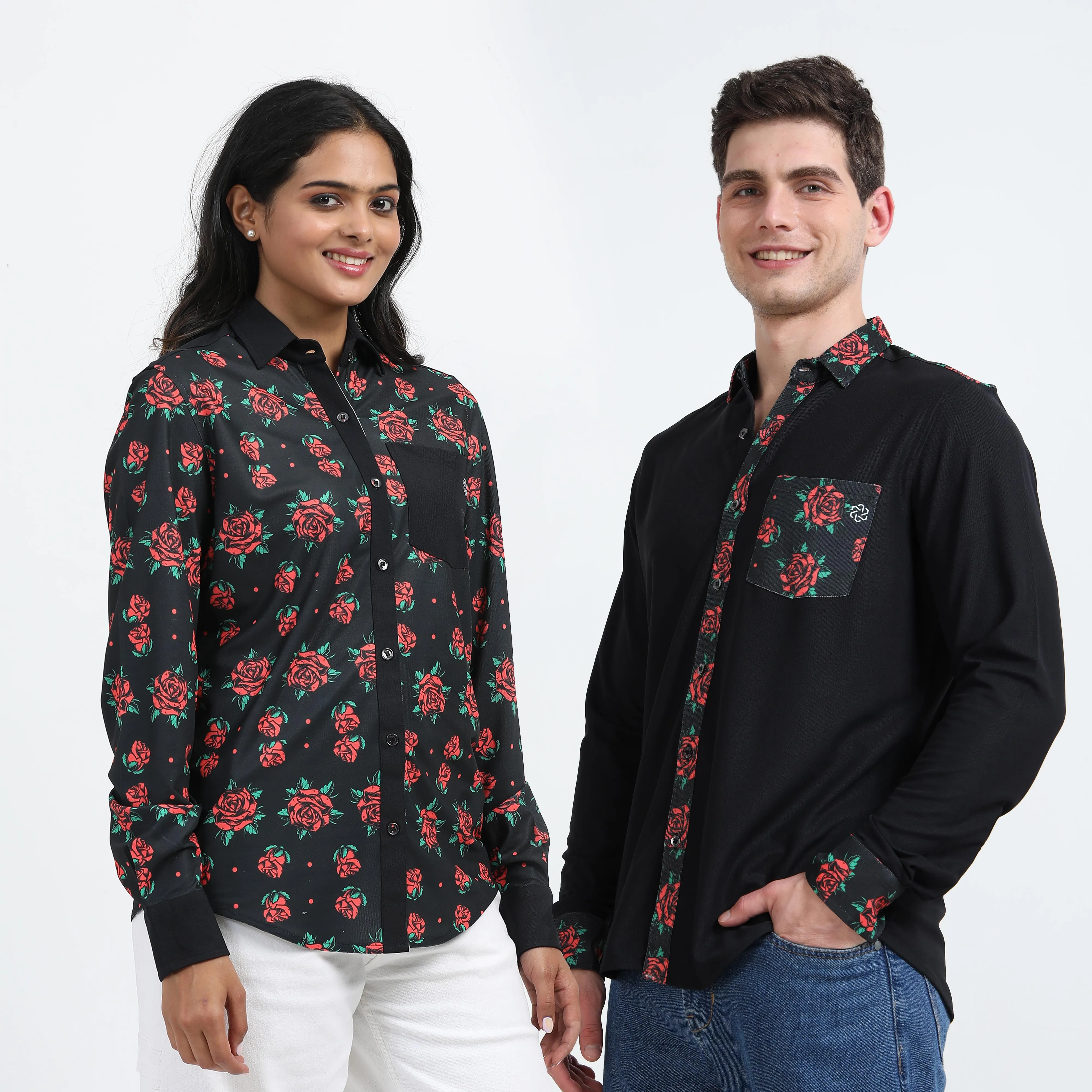 Couple Valentine's rPET Printed Full Sleeve Shirt