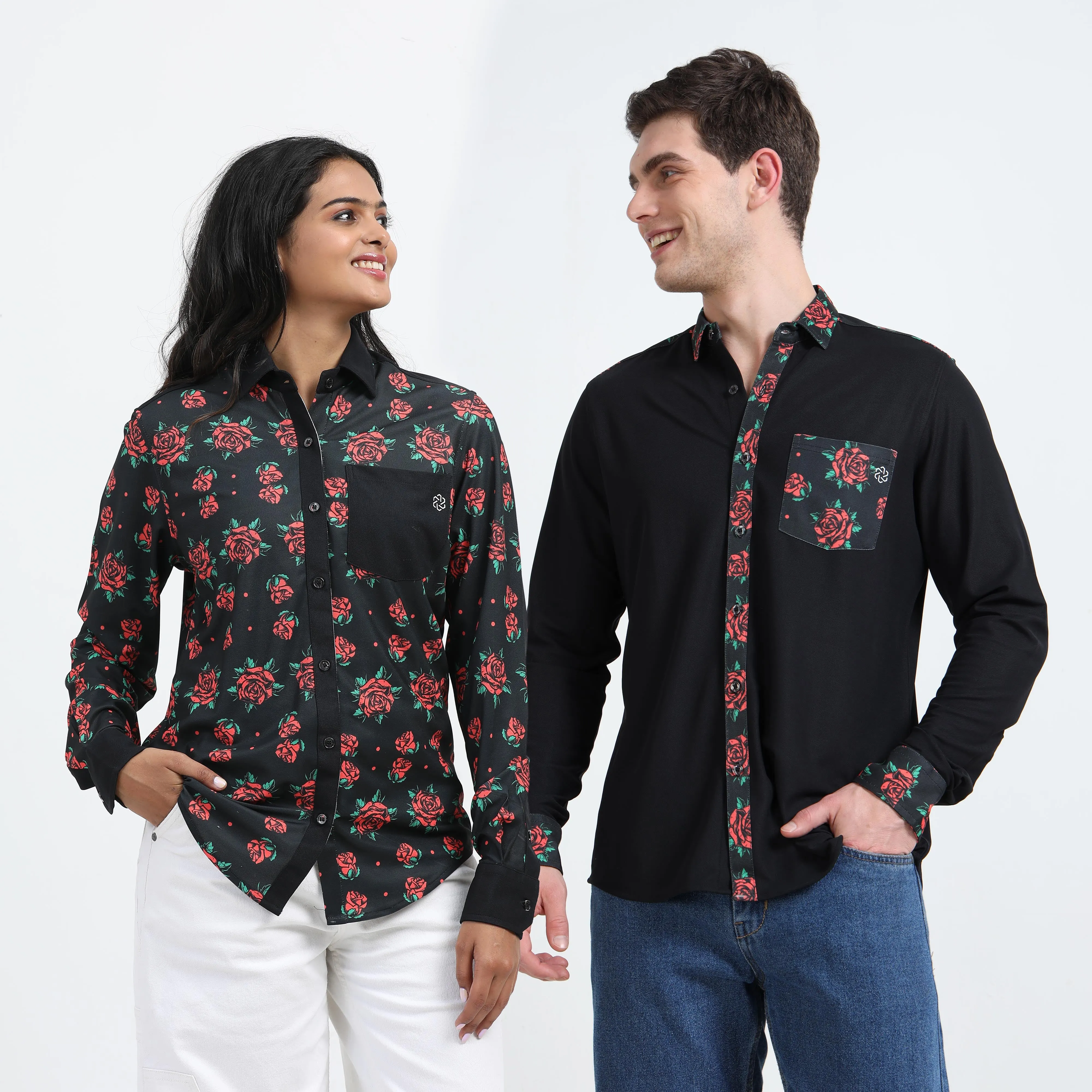 Couple Valentine's rPET Printed Full Sleeve Shirt