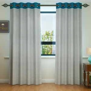 Fabrahome Light Filtering 10 Ft Rectangular Jute Fabric Curtain ( Grey & Blue )