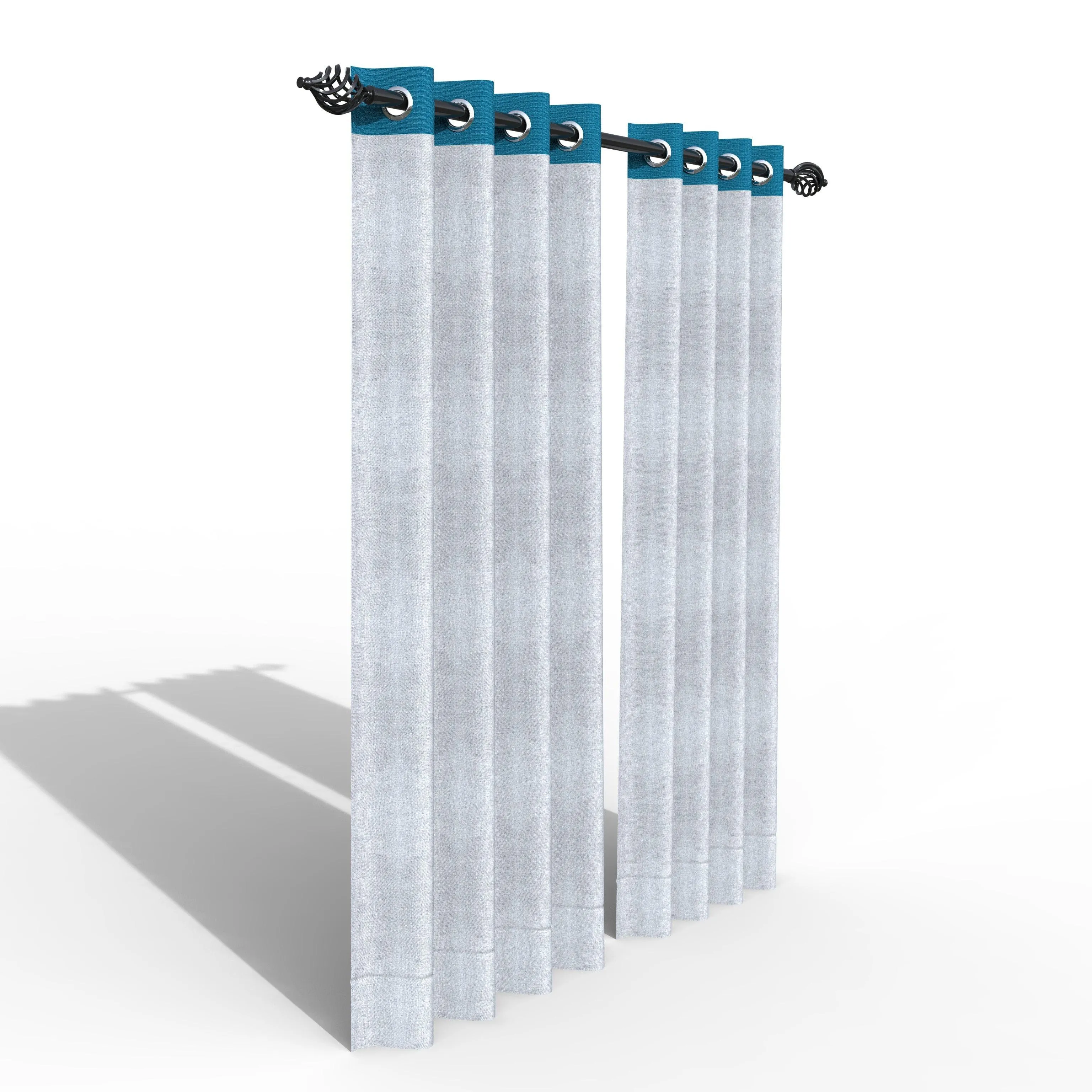 Fabrahome Light Filtering 10 Ft Rectangular Jute Fabric Curtain ( Grey & Blue )