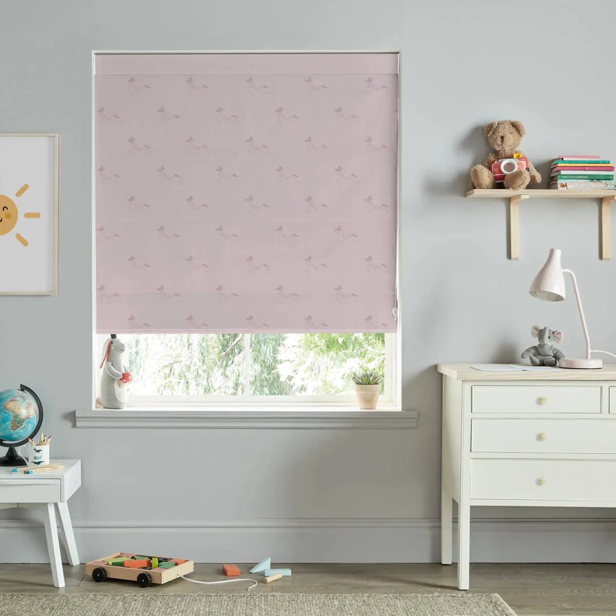 Fairground Ponies Blush Curtains/Roman Blind Sample