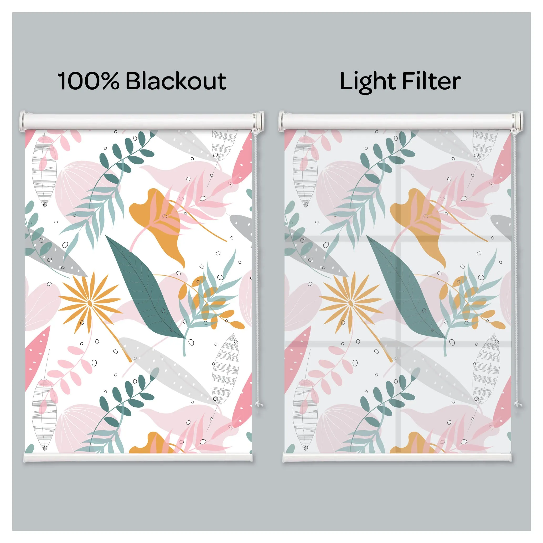 Flora Flower Botanical Print Window Roller Shade