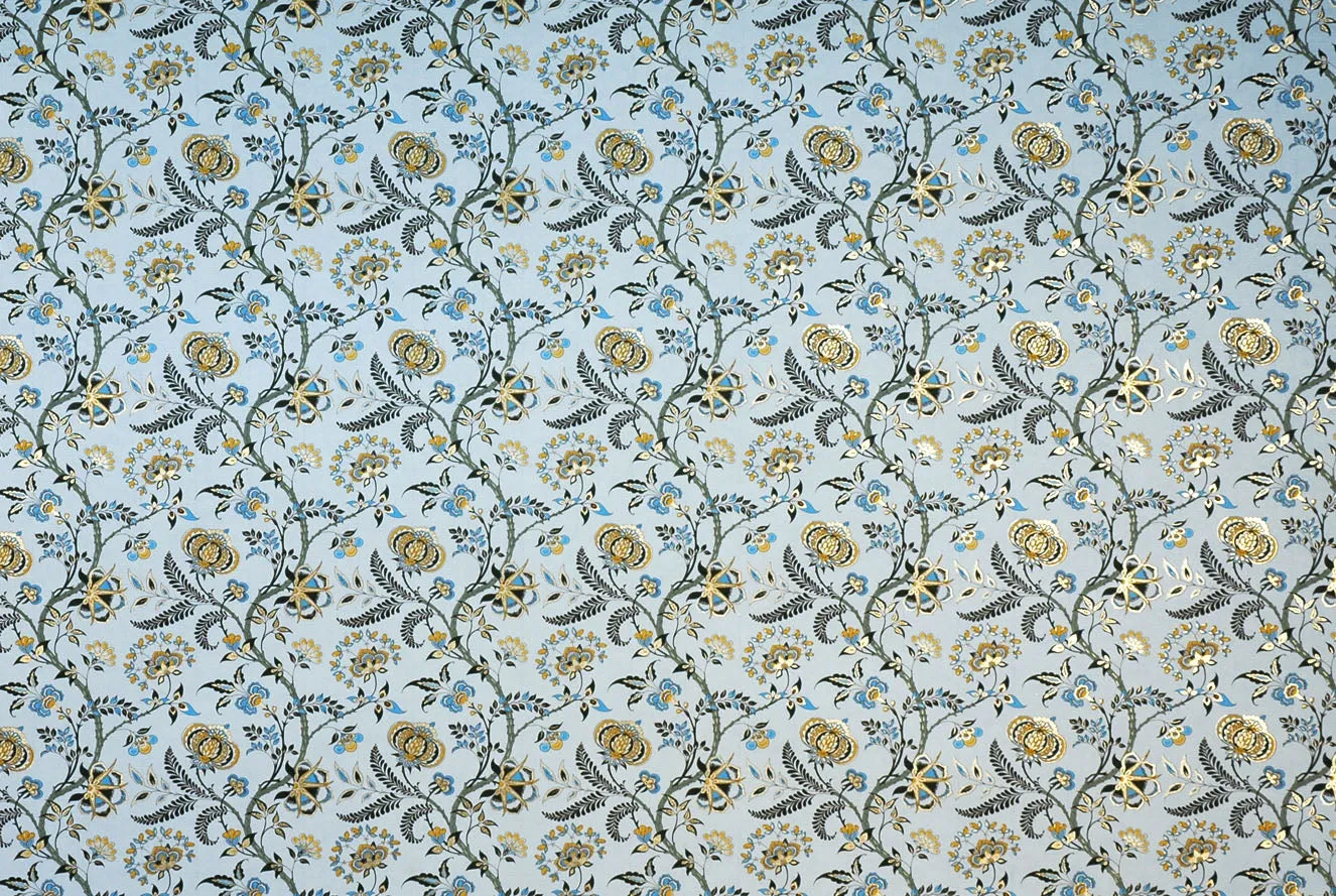 Florentine Print Chinoiserie Vine Sky Blue & Gold