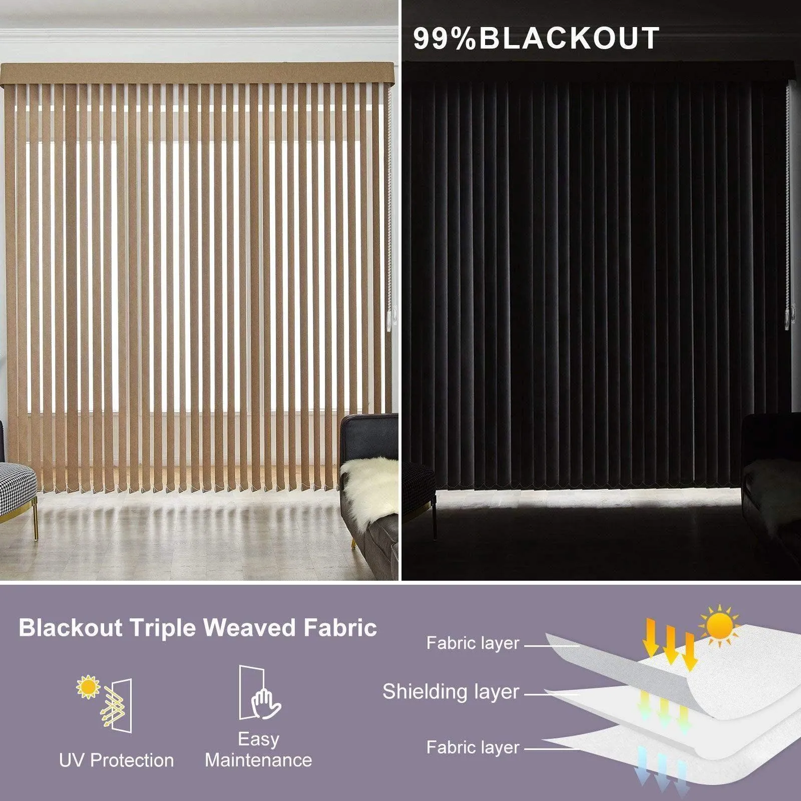 Graywind Manual Vertical Blinds | Blackout Series | Customizable