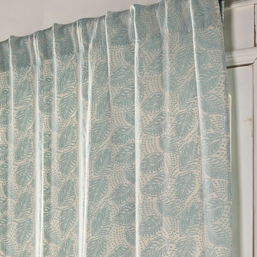 Handwoven Cotton Semi Sheer Curtain | 5/7 Feet | Cutwork Summer Leaves Pattern | Handmade In India