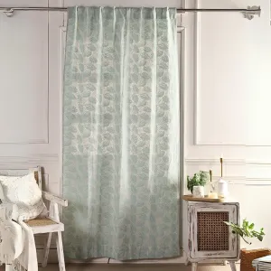 Handwoven Cotton Semi Sheer Curtain | 5/7 Feet | Cutwork Summer Leaves Pattern | Handmade In India