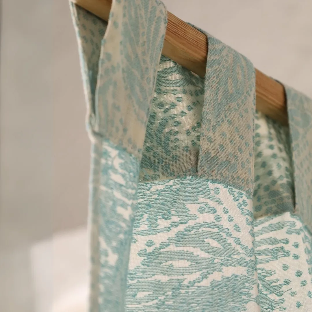 Handwoven Cotton Semi Sheer Curtain | 5/7 Feet | Cutwork Summer Leaves Pattern | Handmade In India