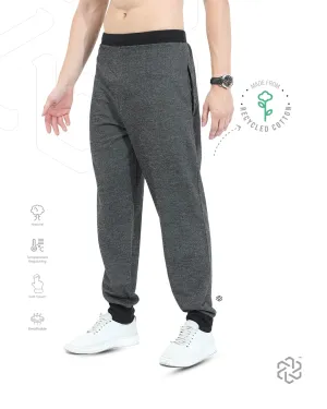 Men's Casual Lounge Pants with ribbed cuffs - Black