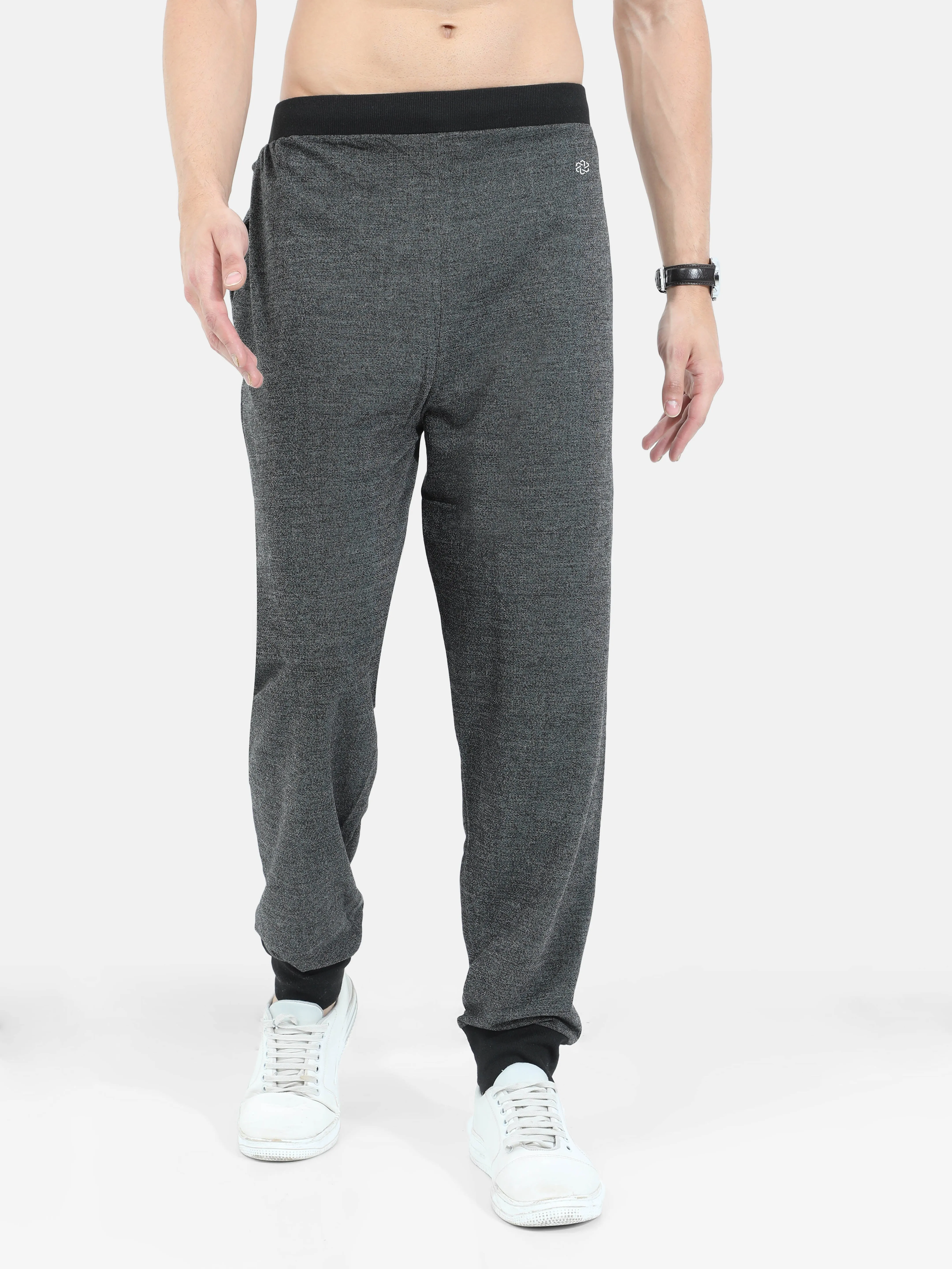 Men's Casual Lounge Pants with ribbed cuffs - Black