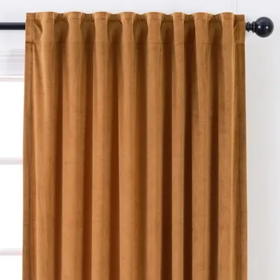 New - Chanasya 2pk Solid Velvet Room Darkening Window Curtain Panels - Set of 2 - 52 x 96 Inches Long - Golden Brown