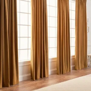 New - Chanasya 2pk Solid Velvet Room Darkening Window Curtain Panels - Set of 2 - 52 x 96 Inches Long - Golden Brown