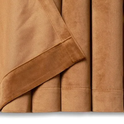 New - Chanasya 2pk Solid Velvet Room Darkening Window Curtain Panels - Set of 2 - 52 x 96 Inches Long - Golden Brown