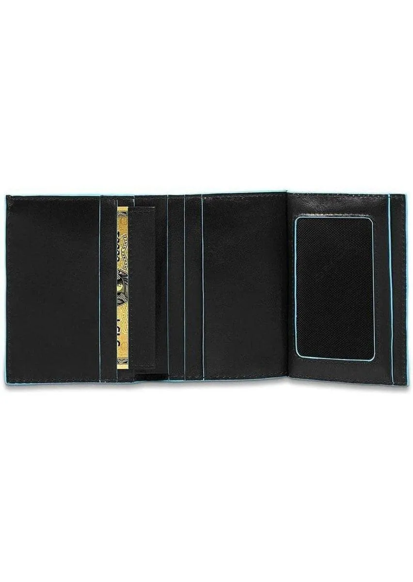 Portafoglio uomo piccolo con porta carte di credito e volantino blue square