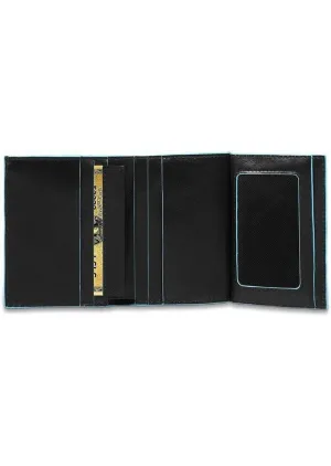 Portafoglio uomo piccolo con porta carte di credito e volantino blue square