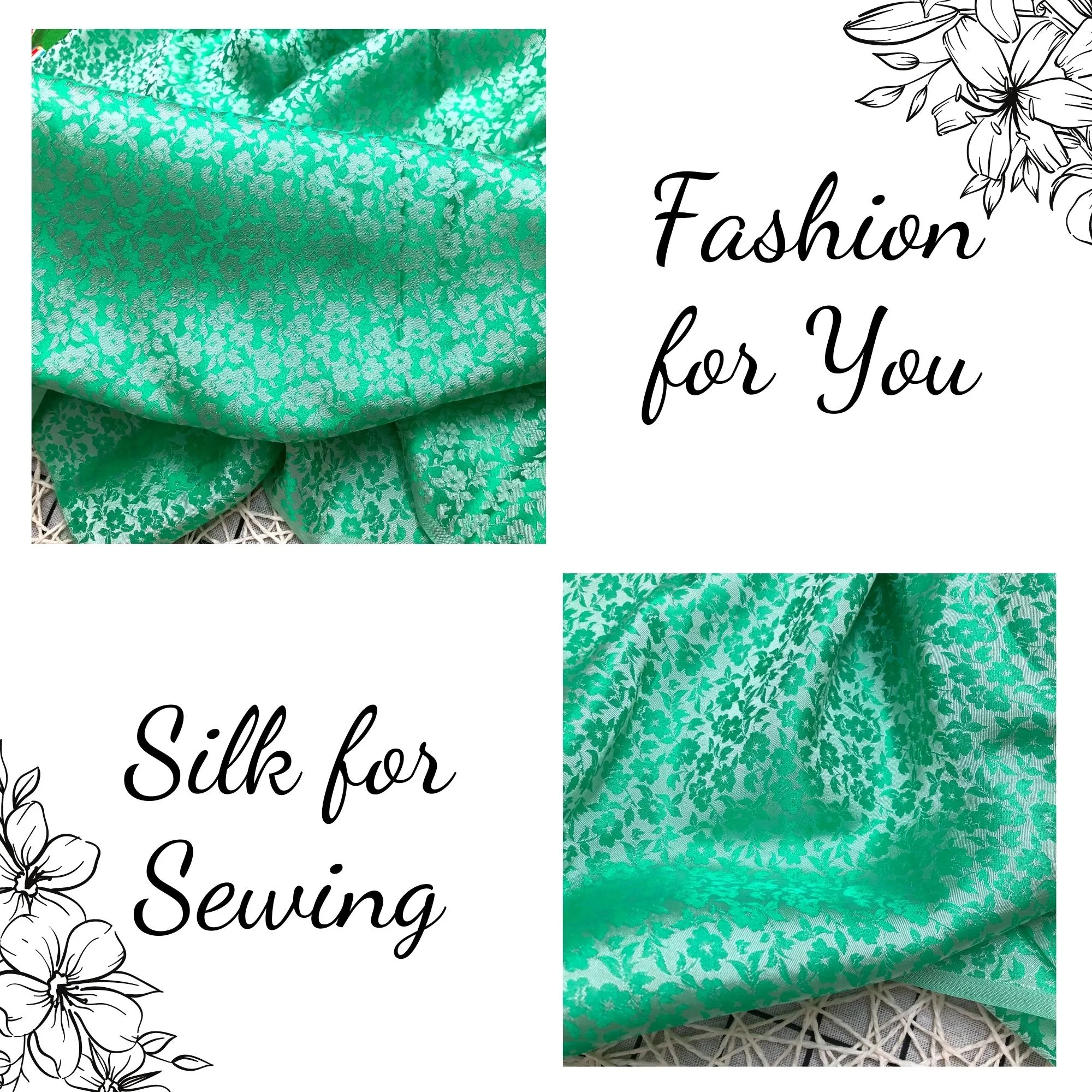 PURE MULBERRY SILK fabric by the yard - Floral silk - Handmade fabric – Dress making – Silk for sewing - Gift for women - Sewing clothes