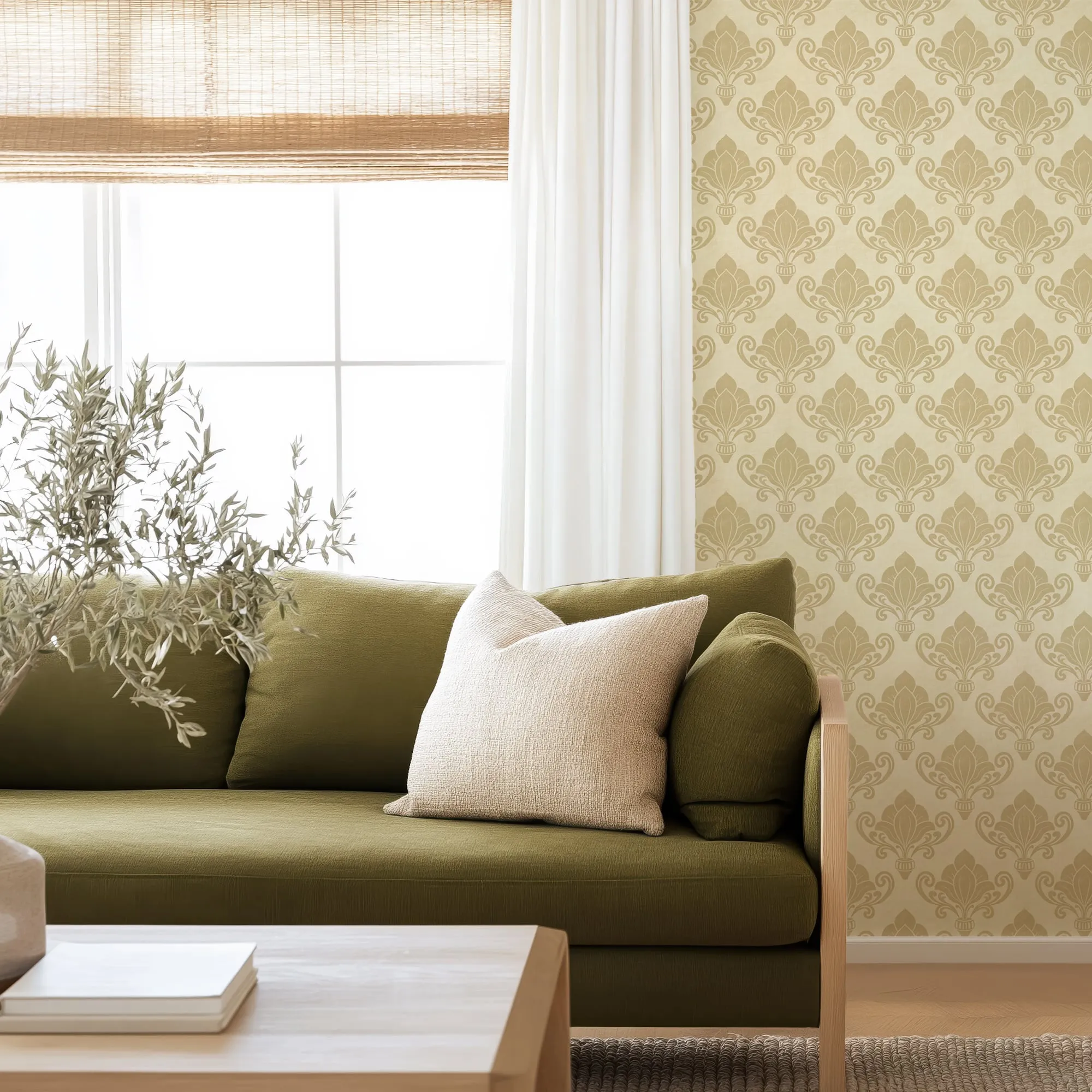Rococo Reverie – Cream Damask Wallpaper