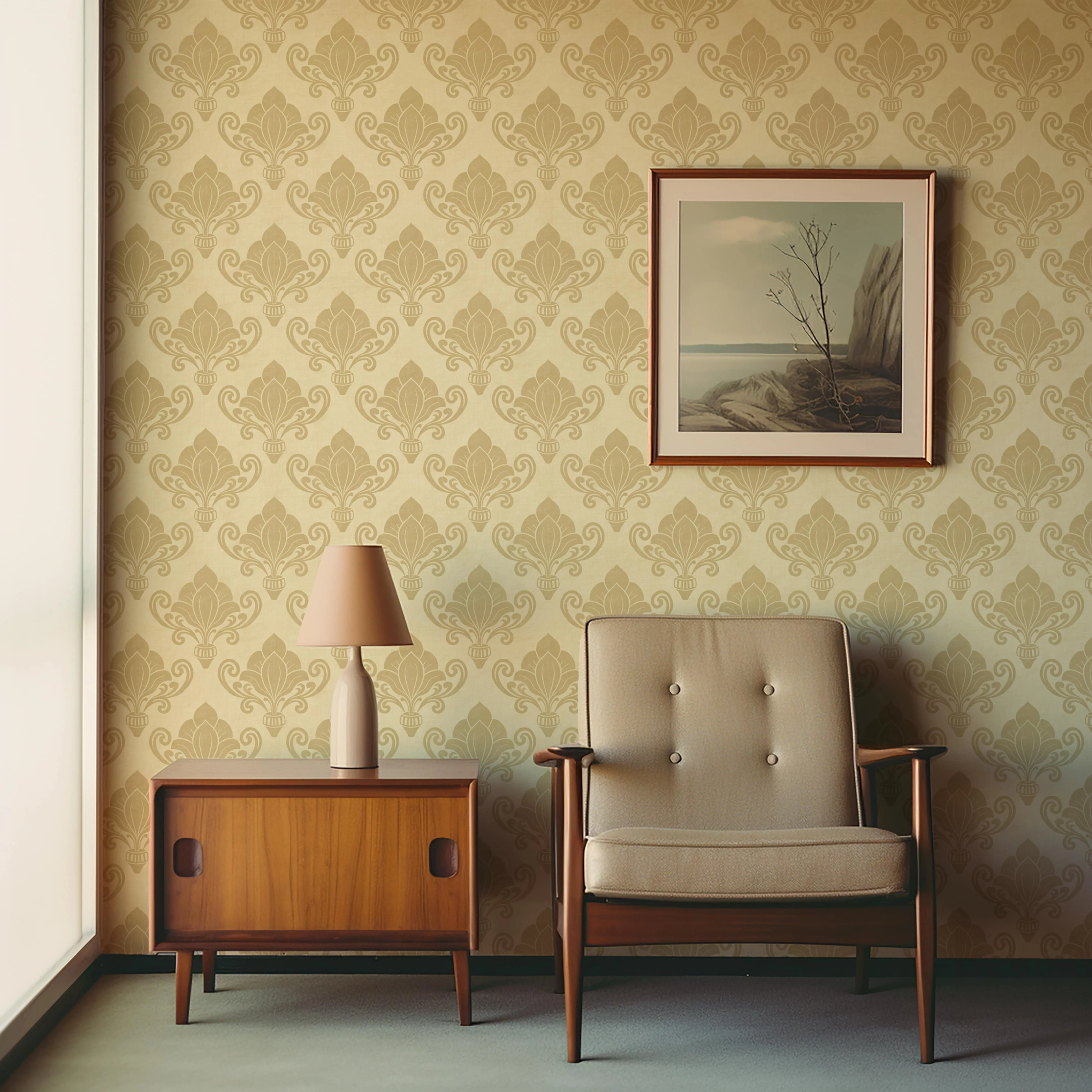 Rococo Reverie – Cream Damask Wallpaper