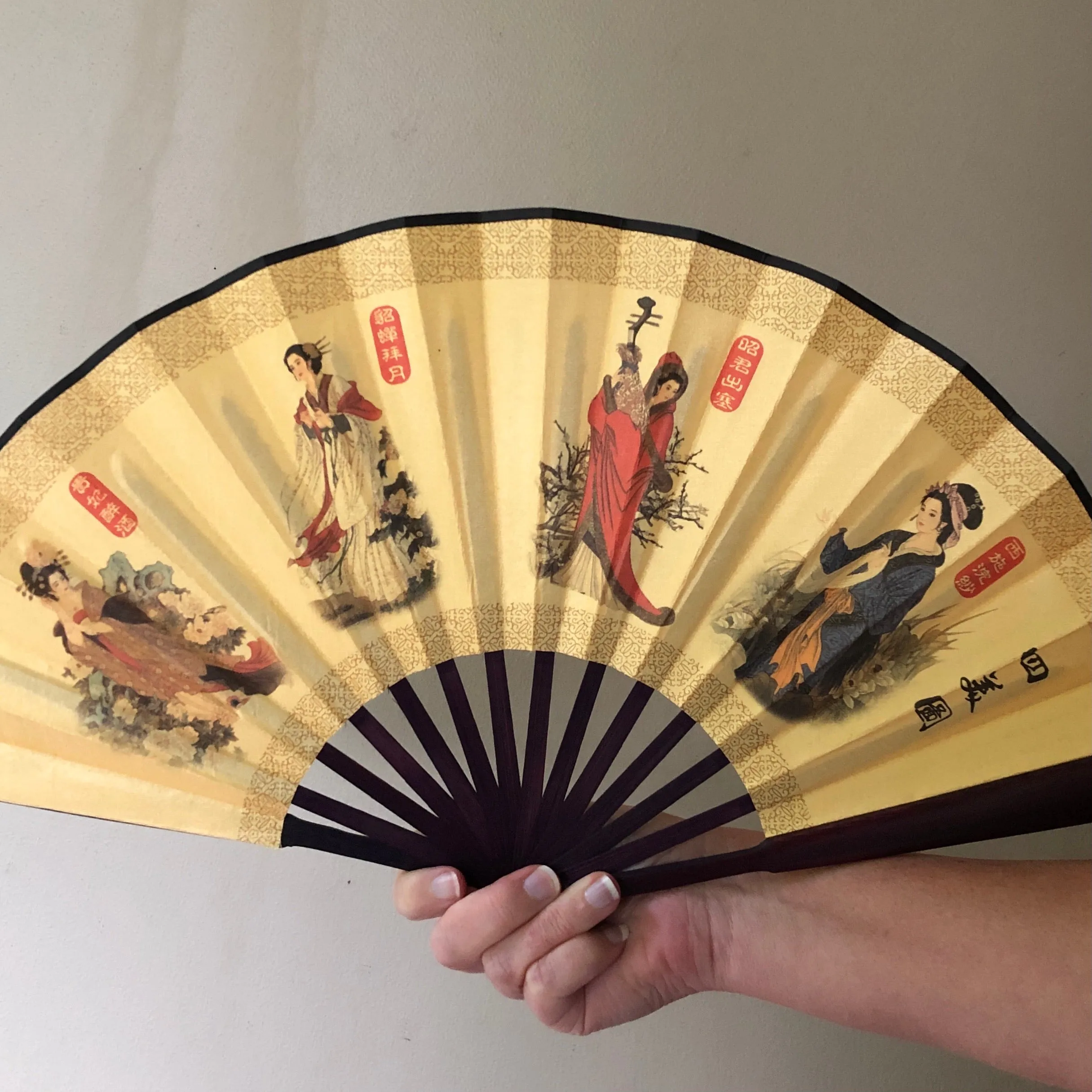 SALE - Medium Luxury Silk Fan - Imperial Ladies (27 x 48cm)