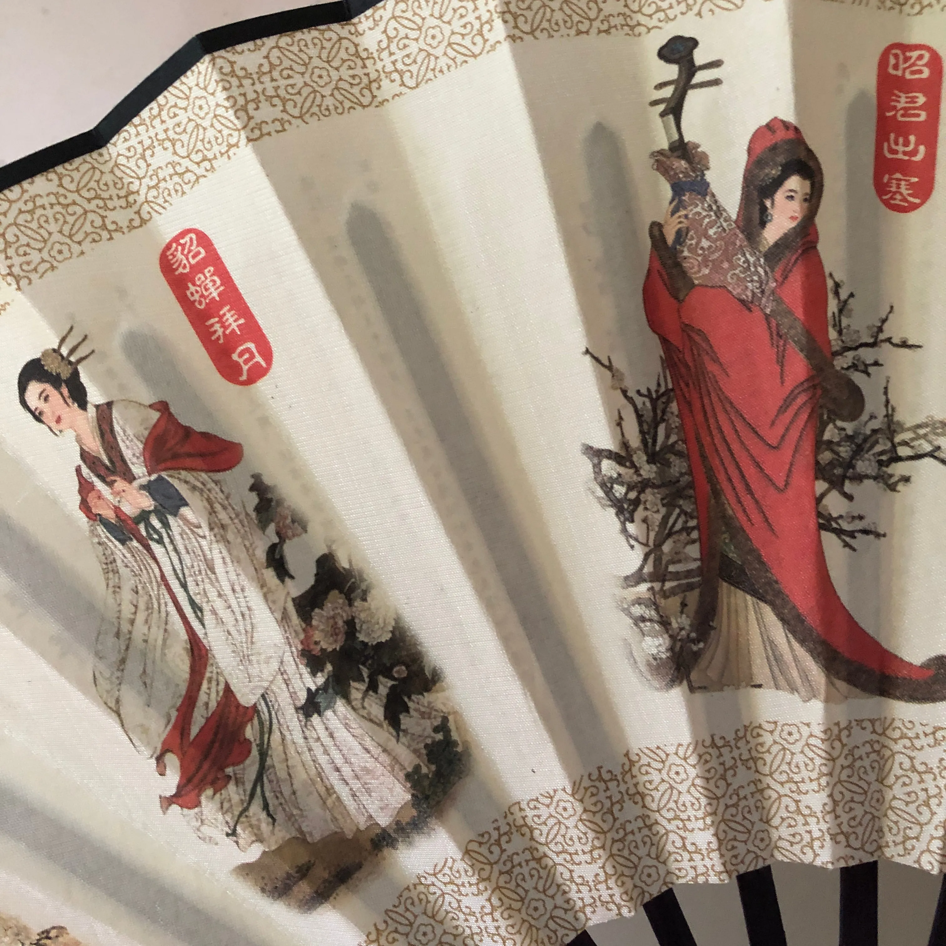 SALE - Medium Luxury Silk Fan - Imperial Ladies (27 x 48cm)