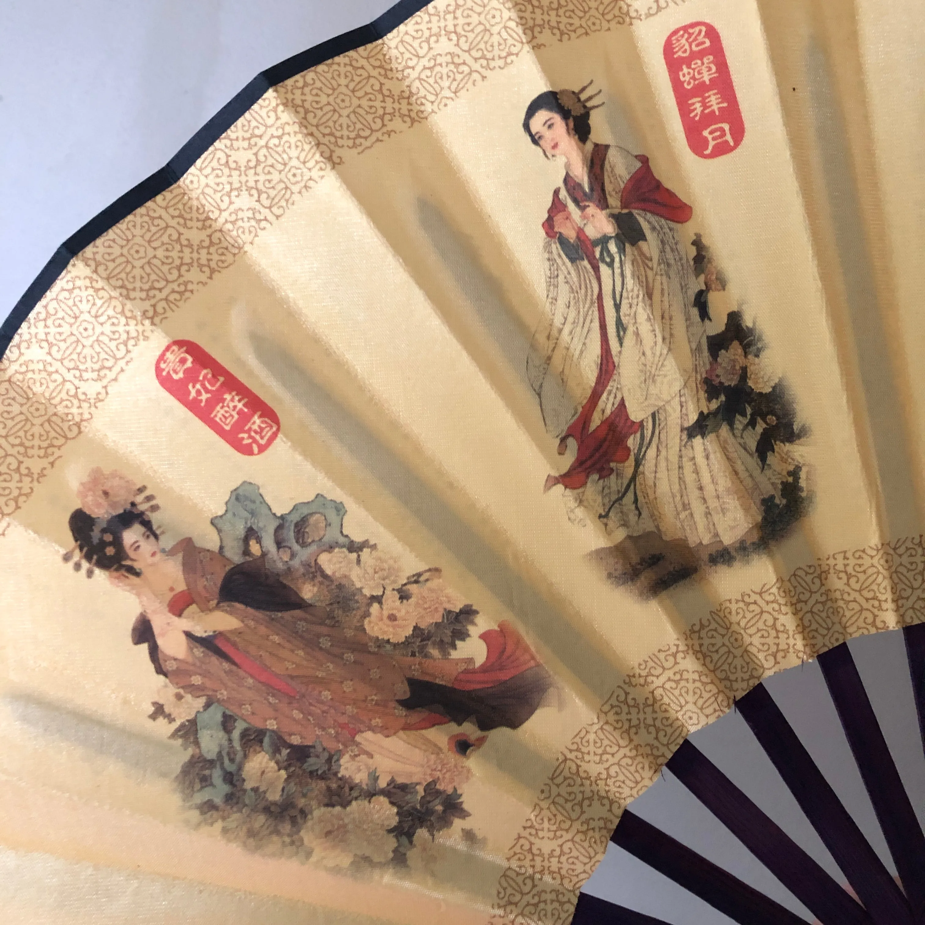 SALE - Medium Luxury Silk Fan - Imperial Ladies (27 x 48cm)