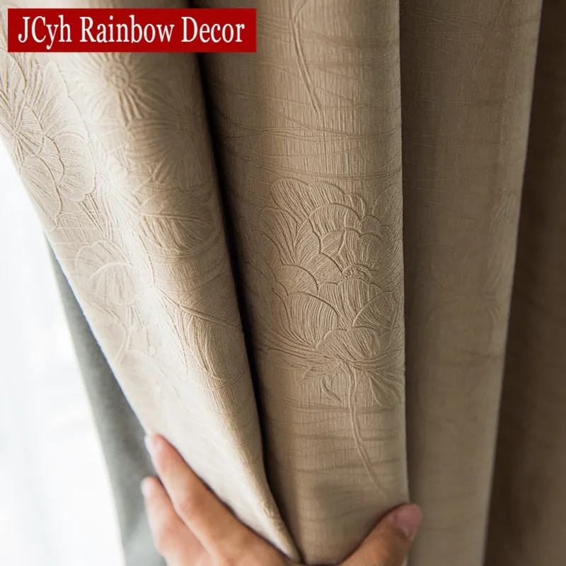 Solid Engraved Blackout Curtains For Living Room Bedroom Modern Blackout Curtains For Window Treatment Drapes Blinds Shading 85%