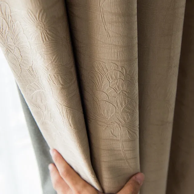Solid Engraved Blackout Curtains For Living Room Bedroom Modern Blackout Curtains For Window Treatment Drapes Blinds Shading 85%