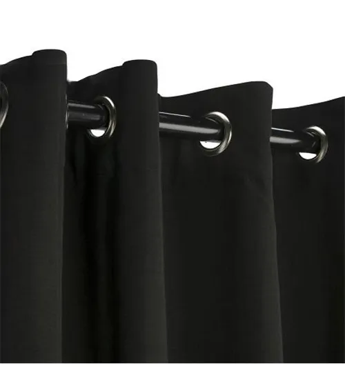 Sunbrella Outdoor Curtain With Nickel Grommets - Black